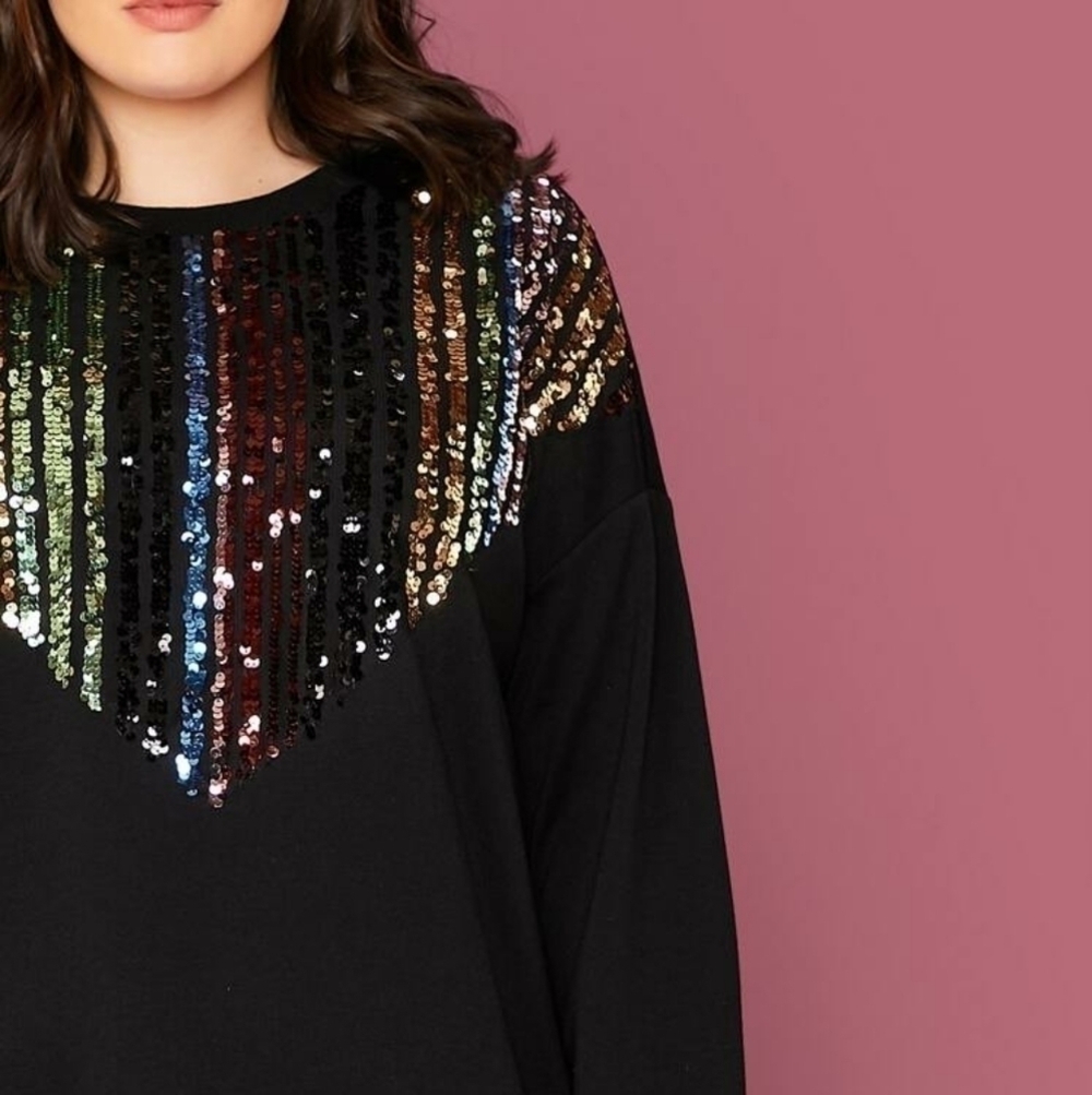 SHEIN Crew Neck Sequin Sweater - Picture 2 of 12